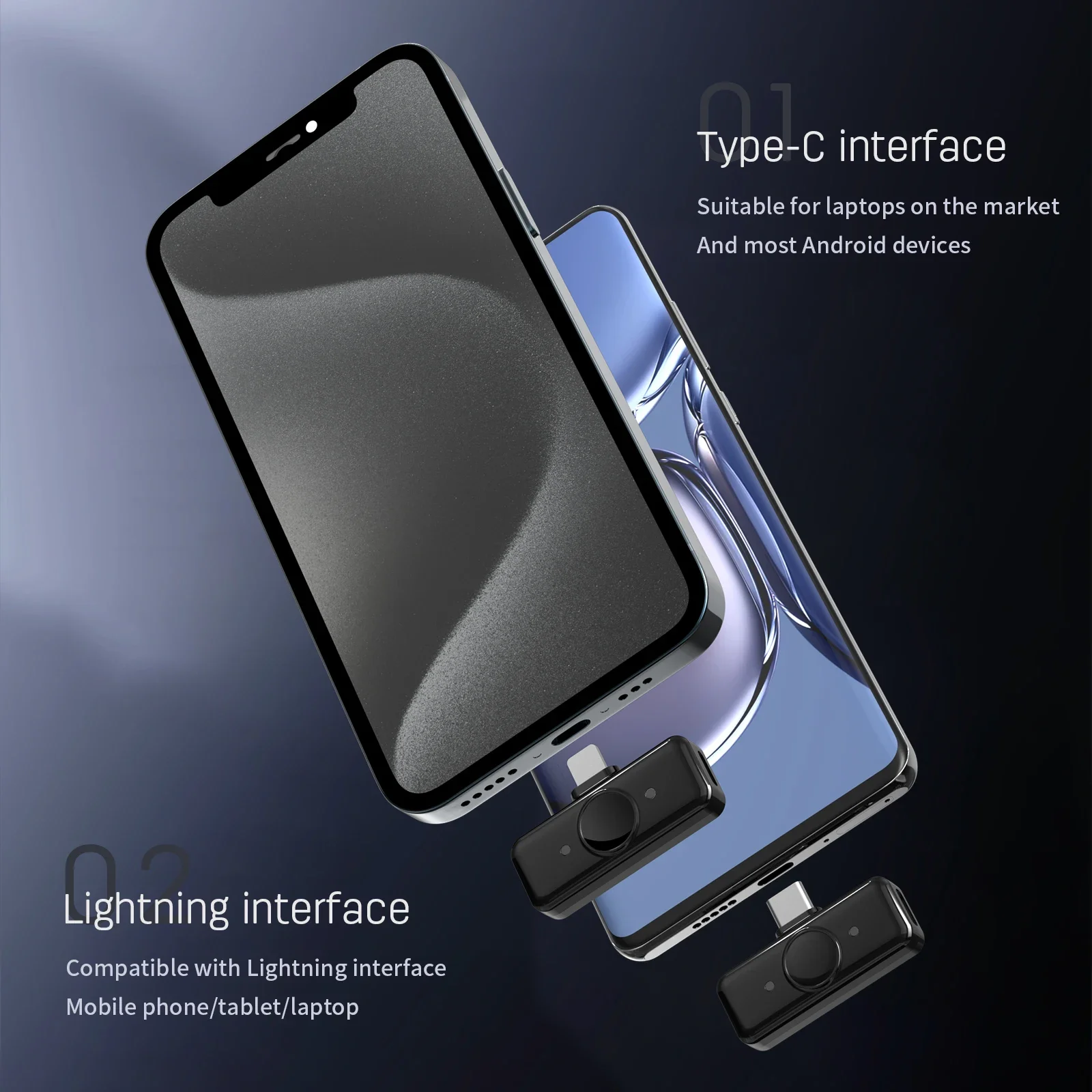 Wireless Lavalier Microphone Dual Omnidirectional Condenser Lavalier Microphone Microphone for iPhone Android Video Recording - Image 3