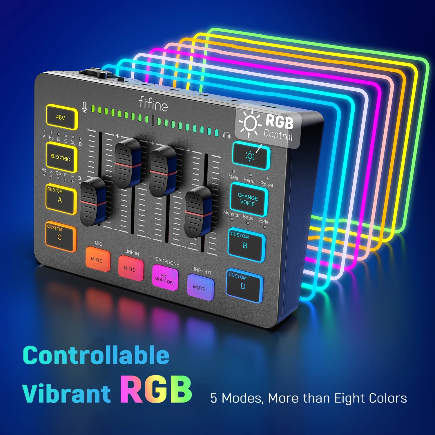 FIFINE Gaming Audio Mixer,Streaming 4-Channel RGB Mixer with XLR Microphone Interface,for Game Voice,Podcast,AmpliGame SC3 - Image 6