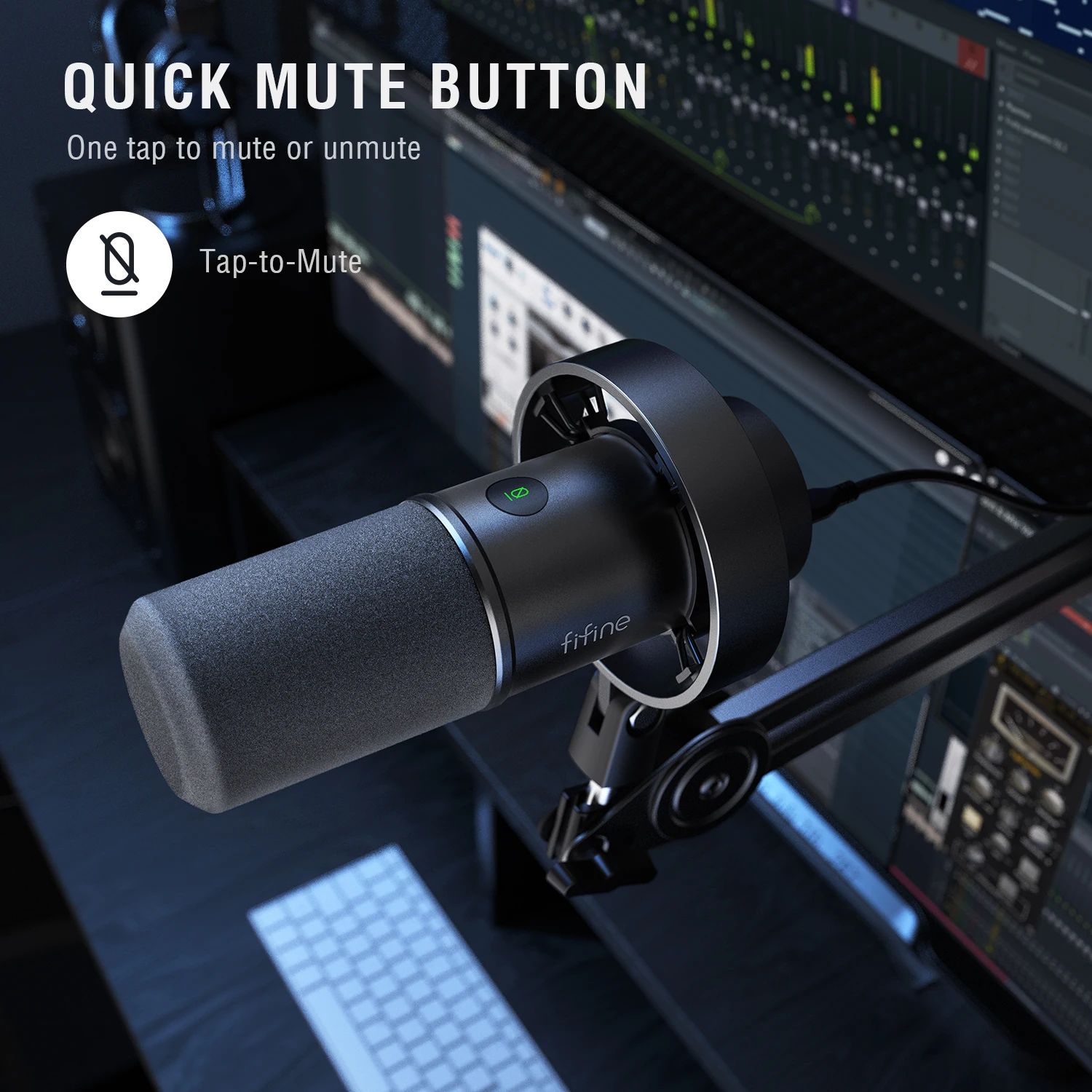 FIFINE Dynamic USB/XLR Microphone with Gain Knob/Touch-mute/Headphone Jack,Recording Mic for PC Sound Card Streaming-K688W White - Image 4