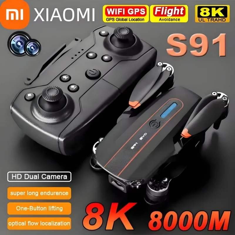 Xiaomi S91 Drone 5G Wifi FPV 8K HD Dual Camera Laser Obstacle Avoidance Brushless Motor Gps Return Rc Quadcopter For Toys 2025