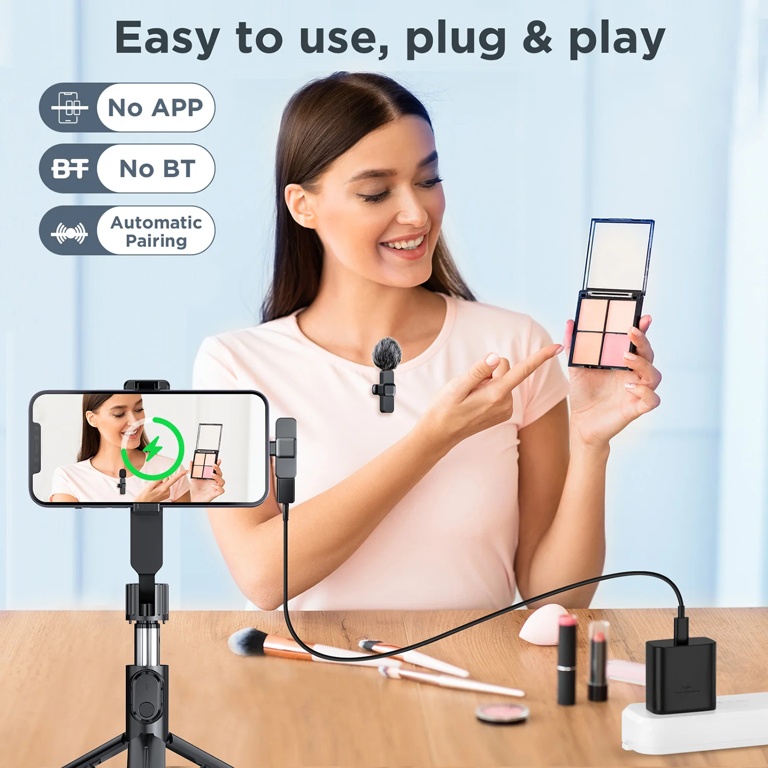 SNZIYAG K10 Wireless Lavalier Microphone Portable Audio Video Recording Mini Microphone for iPhone Android PC Live Gaming Phone - Image 3