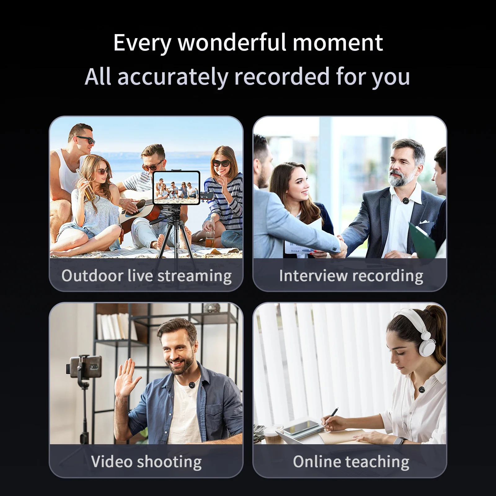 Wireless Lavalier Microphone Dual Omnidirectional Condenser Lavalier Microphone Microphone for iPhone Android Video Recording - Image 5