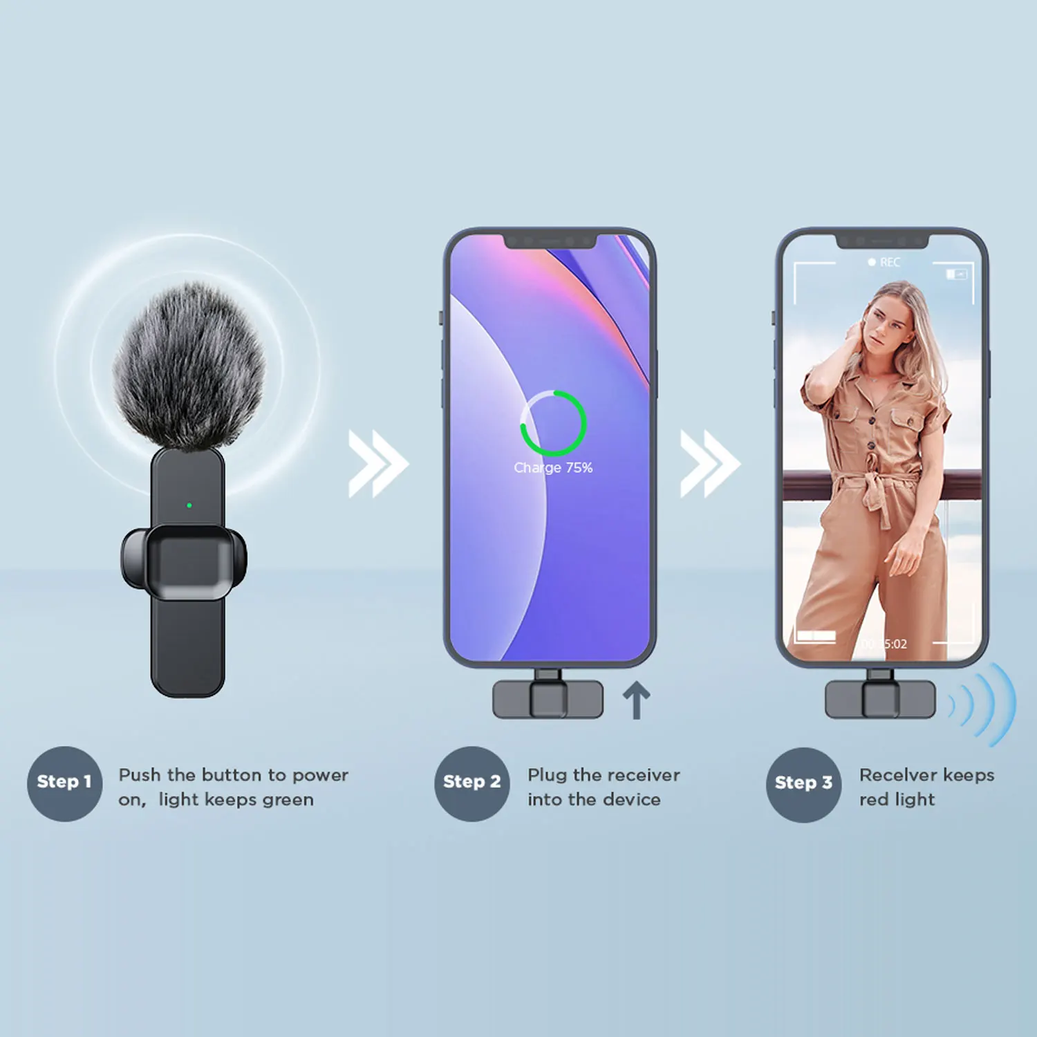 SNZIYAG K10 Wireless Lavalier Microphone Portable Audio Video Recording Mini Microphone for iPhone Android PC Live Gaming Phone - Image 9