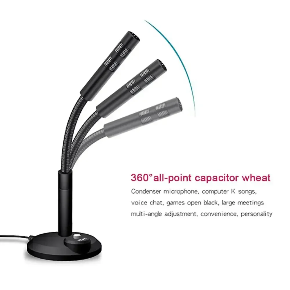 USB Desktop Microphone 3.5mm Omnidirectional PC Laptop Computer Mic for Computer Gaming Recording Chatting Singing Meeting - Image 2