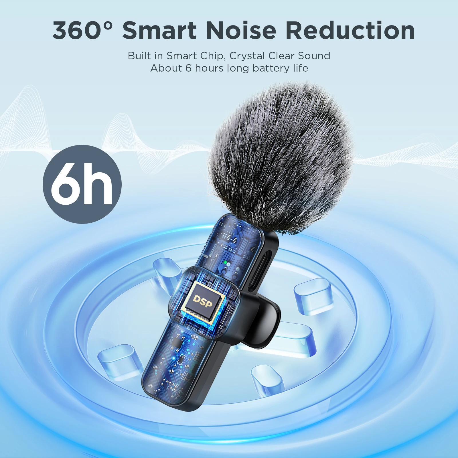 SNZIYAG K10 Wireless Lavalier Microphone Portable Audio Video Recording Mini Microphone for iPhone Android PC Live Gaming Phone - Image 8