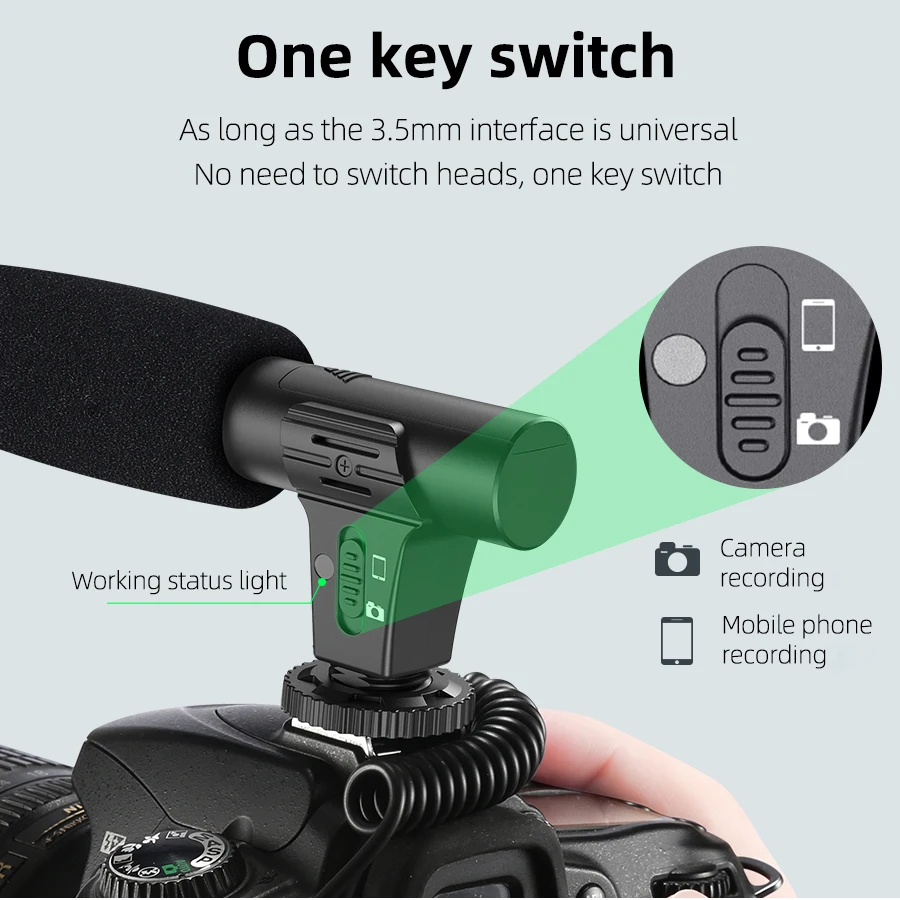 MAMEN Video Recording Microphone with Long Spring Cable Plug and Play for Phone SLR Camera for Vlog Interview Podcast Microfone - Image 2