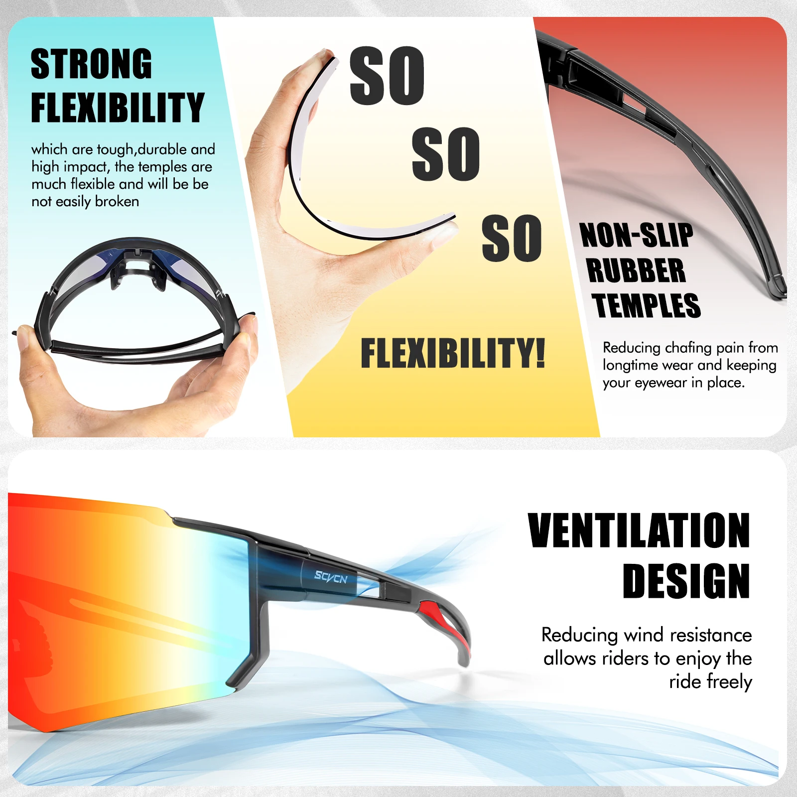 SCVCN New Outdoor Cycling Sunglasses Men Road Driving Bike Glasses Sports Mountain Climbing Women Bicycle Cycling UV400 Goggles - Image 5