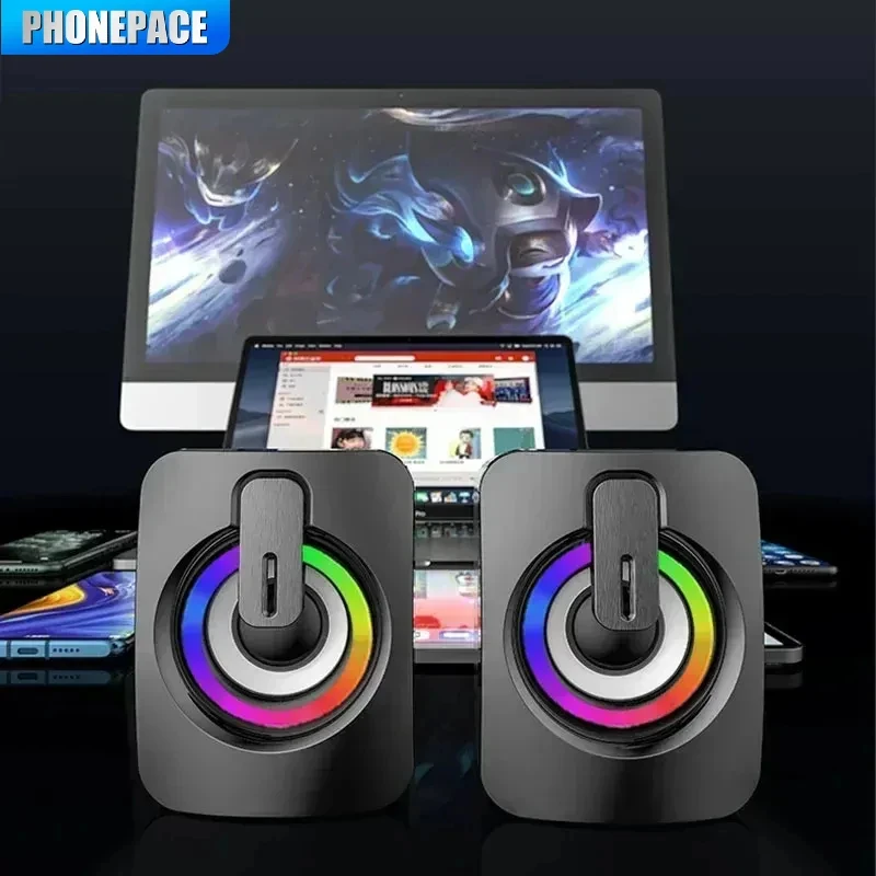 PHONEPACE Computer Loudspeaker Stereo Sound With Microphone 3.5mm AUX Home Office PC Speaker for Macbook Desktop Notebook - Image 4