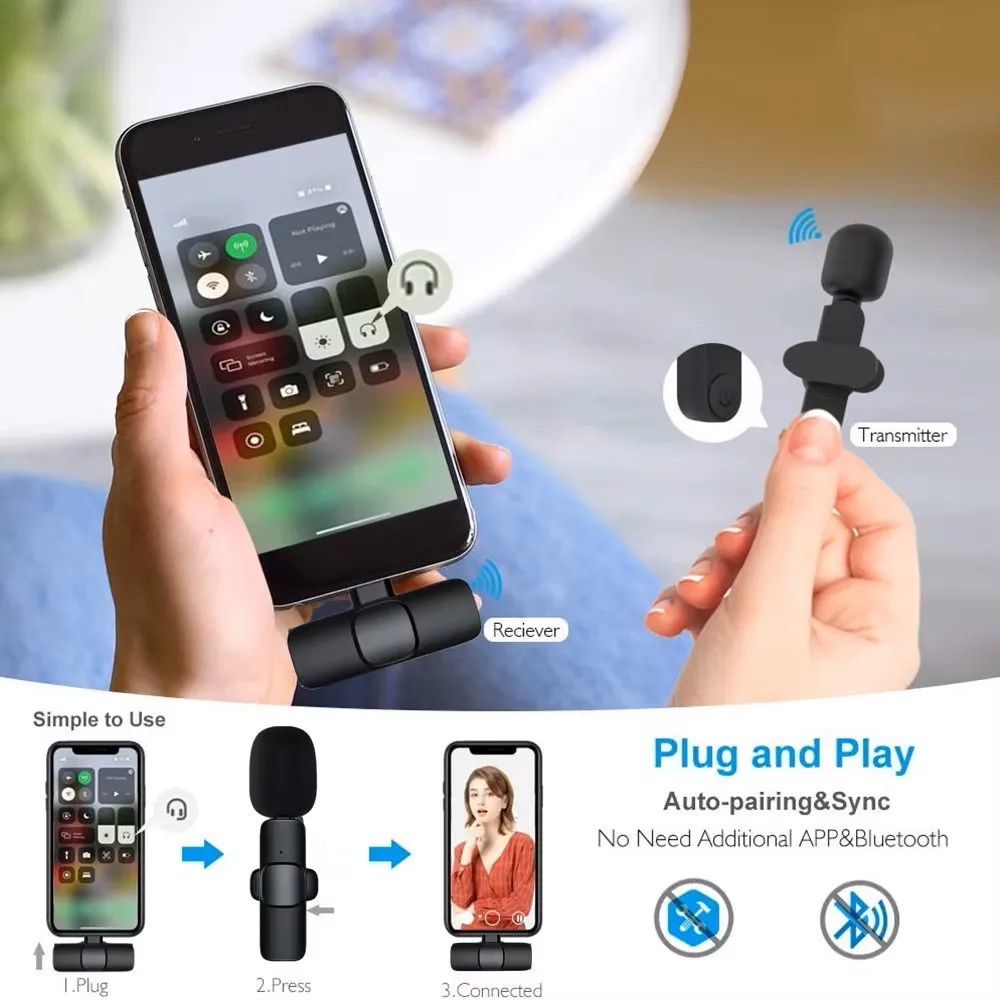 Wireless Lavalier Microphone Mini Portable Audio Video Recording Mic for iPhone Android Live Broadcast Gaming - Image 3