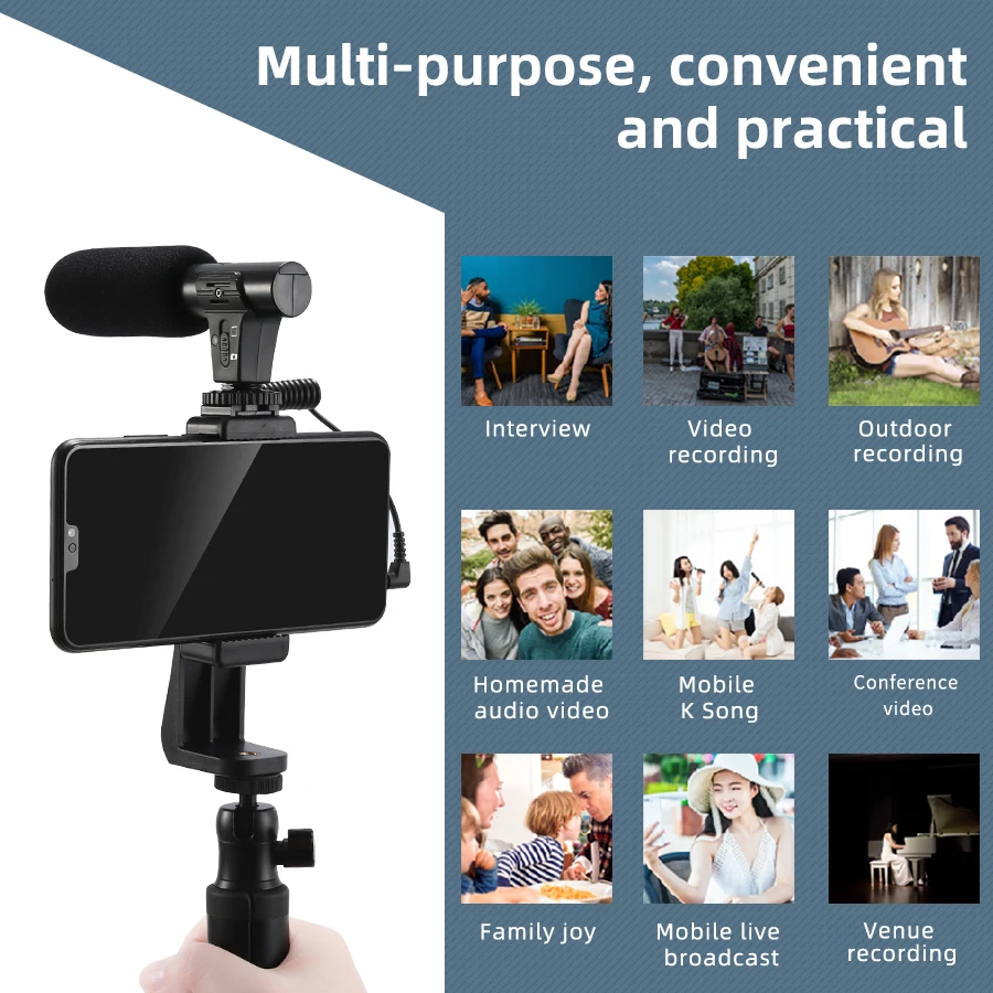 MAMEN Video Recording Microphone with Long Spring Cable Plug and Play for Phone SLR Camera for Vlog Interview Podcast Microfone - Image 6