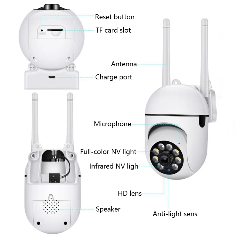 8MP Wifi IP Wireless Security Surveillance PTZ Camera 4X Zoom Cameras Tracking Two-way Audio HD Night Color Cam - Image 2