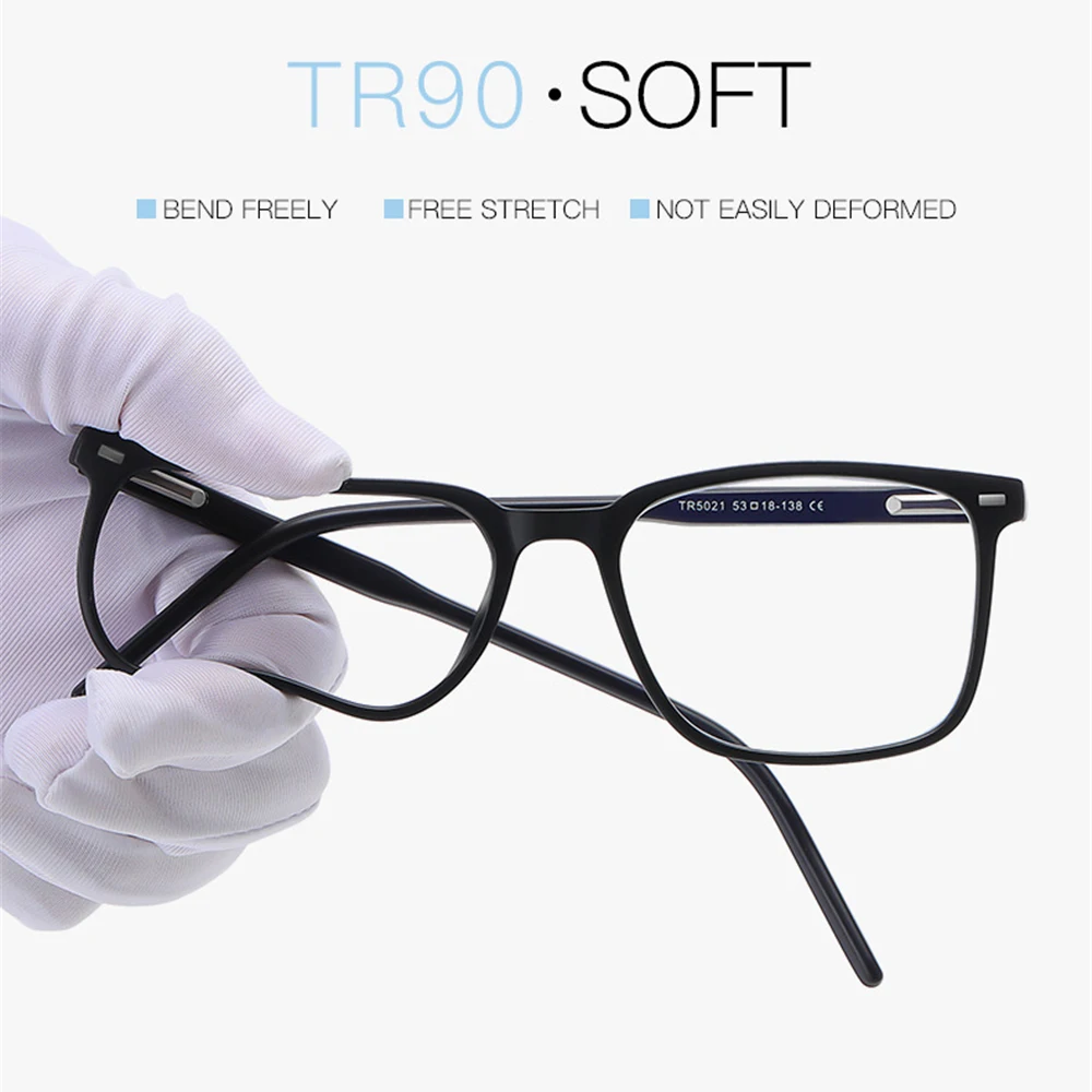 VIVIBEE Square Blue Light Blocking Men Glasses Gaming TR90 Matte Black Anti Ray Eyeglasses Computer Transparent Fashion Eyewear - Image 4