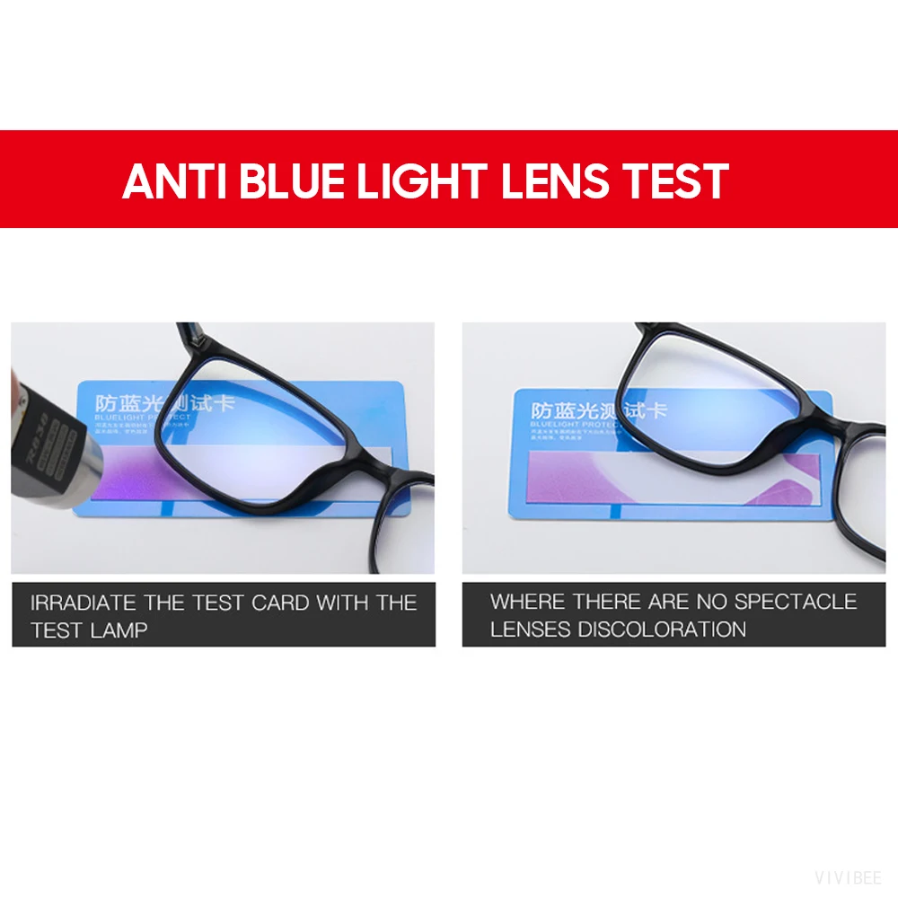 VIVIBEE Square Blue Light Blocking Men Glasses Gaming TR90 Matte Black Anti Ray Eyeglasses Computer Transparent Fashion Eyewear - Image 6