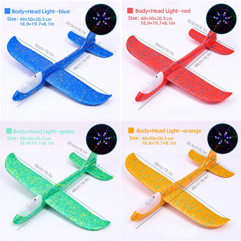 33/50CM Big Flash Glider Foam Plane Hand Throw Light Inertial AirPlane Outdoor Launch Fun of Kids Toys for Children Boys Gift - Image 2