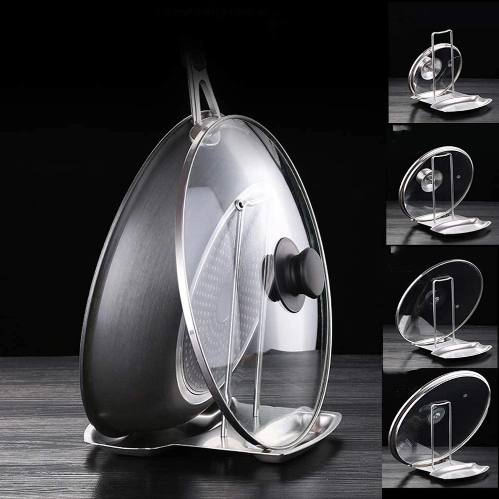 Stainless Steel Pot Lid Rack Detachable Pan Cover Shelf Kitchen Multifunctional Spatula Holder Spoon Stand Kitchen Accessories - Image 4