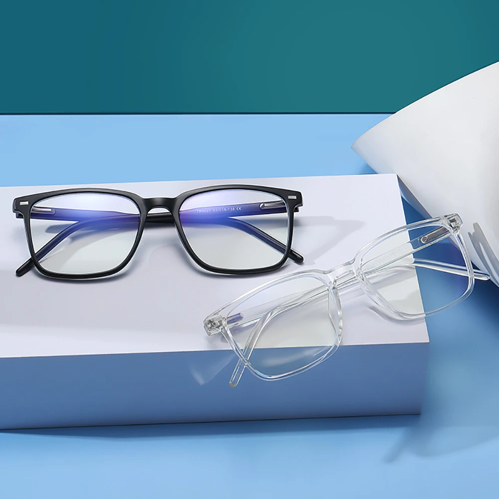 VIVIBEE Square Blue Light Blocking Men Glasses Gaming TR90 Matte Black Anti Ray Eyeglasses Computer Transparent Fashion Eyewear - Image 2