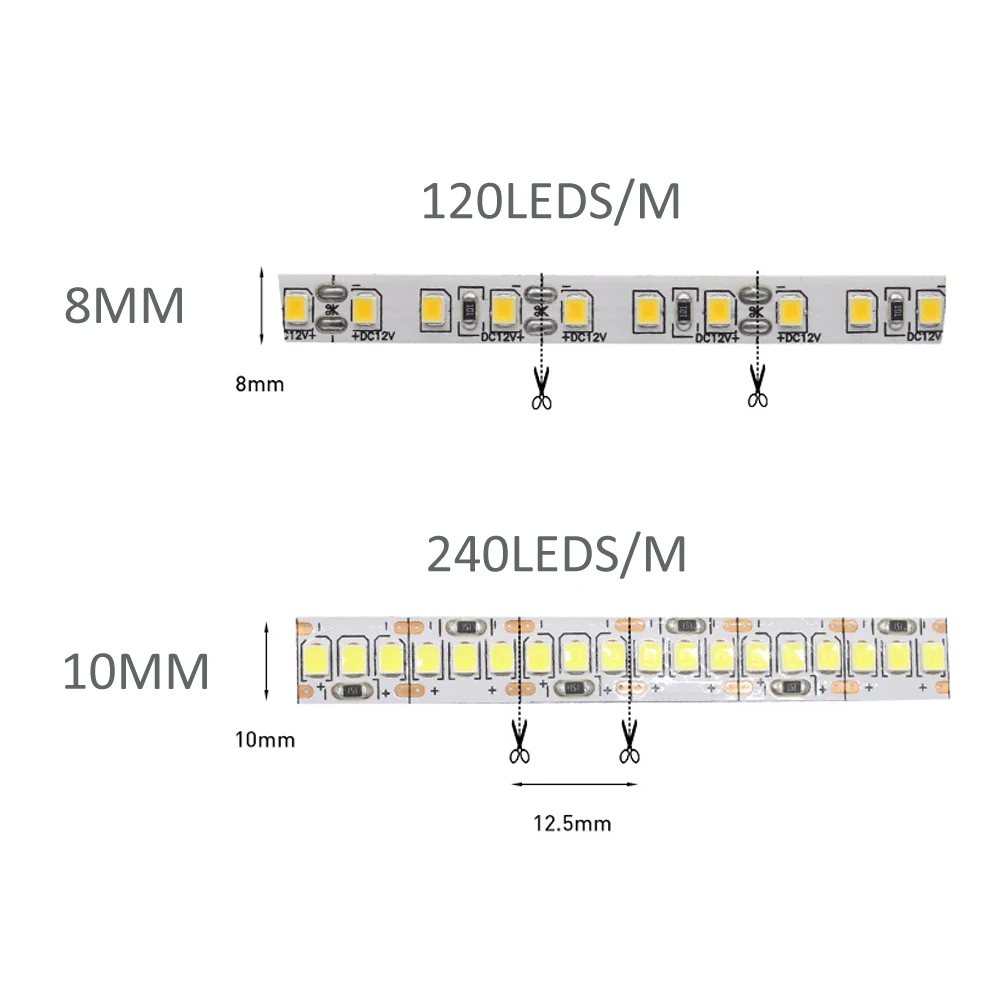 12V LED Strip SMD 2835 1M 2M 3M 4M 5M LED Stripe Tape Light 120LED/M 240LED/M Warm White Flexible Strip Ribbon Home Decor Light - Image 2