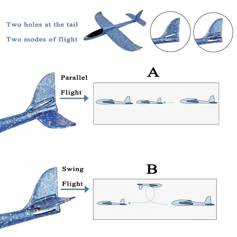 48cm Large EVA Foam Aircraft Toy Hand Throw Flight Glider Aircraft Airplane DIY Model Toy Throwing Roundabout Airplane Kid Gifts - Image 4