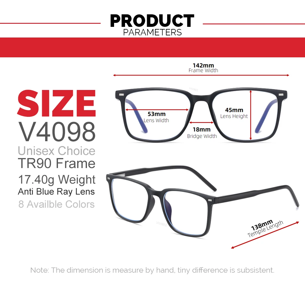VIVIBEE Square Blue Light Blocking Men Glasses Gaming TR90 Matte Black Anti Ray Eyeglasses Computer Transparent Fashion Eyewear - Image 7