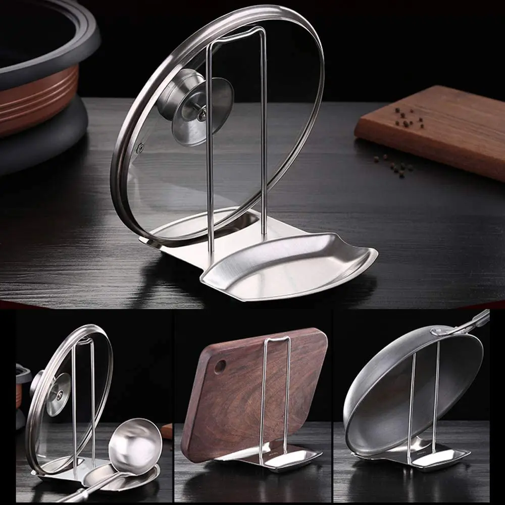Stainless Steel Pot Lid Rack Detachable Pan Cover Shelf Kitchen Multifunctional Spatula Holder Spoon Stand Kitchen Accessories - Image 3