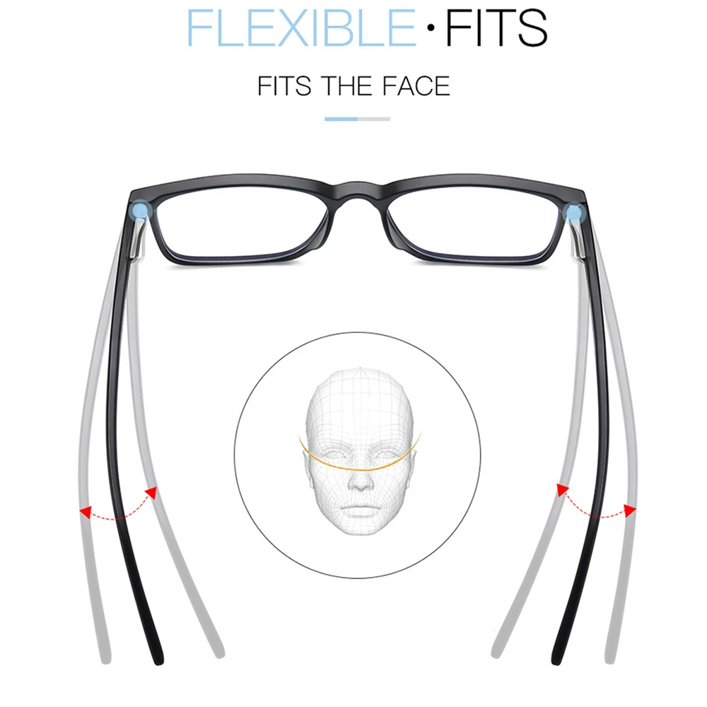 VIVIBEE Square Blue Light Blocking Men Glasses Gaming TR90 Matte Black Anti Ray Eyeglasses Computer Transparent Fashion Eyewear - Image 3