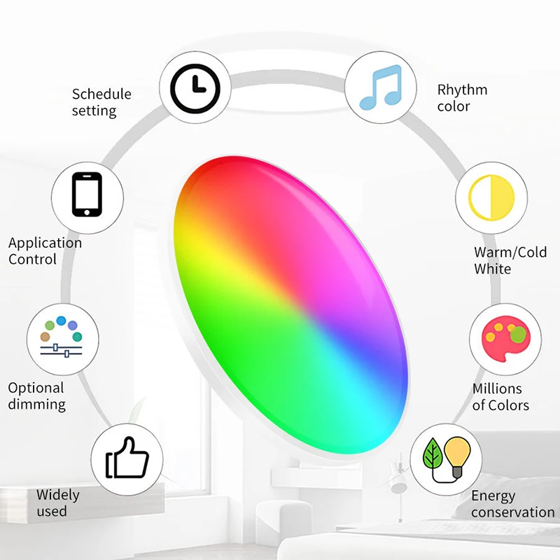 Tuya Smart WiFi Bluetooth LED Ceiling Light AC85-265V 24W RGB WW CW Round Ceiling Lamp Smart life APP Alexa Geogle Voice Control - Image 6
