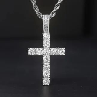 Huitan 60Cm Twisted Chain Long Necklace for Women/Men Fashion Luxury Cubic Zirconia Cross Pendant Necklace Gift Love Accessories