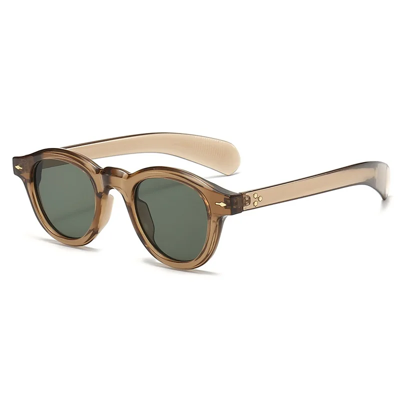 Fashion Small Round Sunglasses Women Retro Clear Ocean Lens Shades UV400 Men Rivets Punk Sun Glasses - Image 2