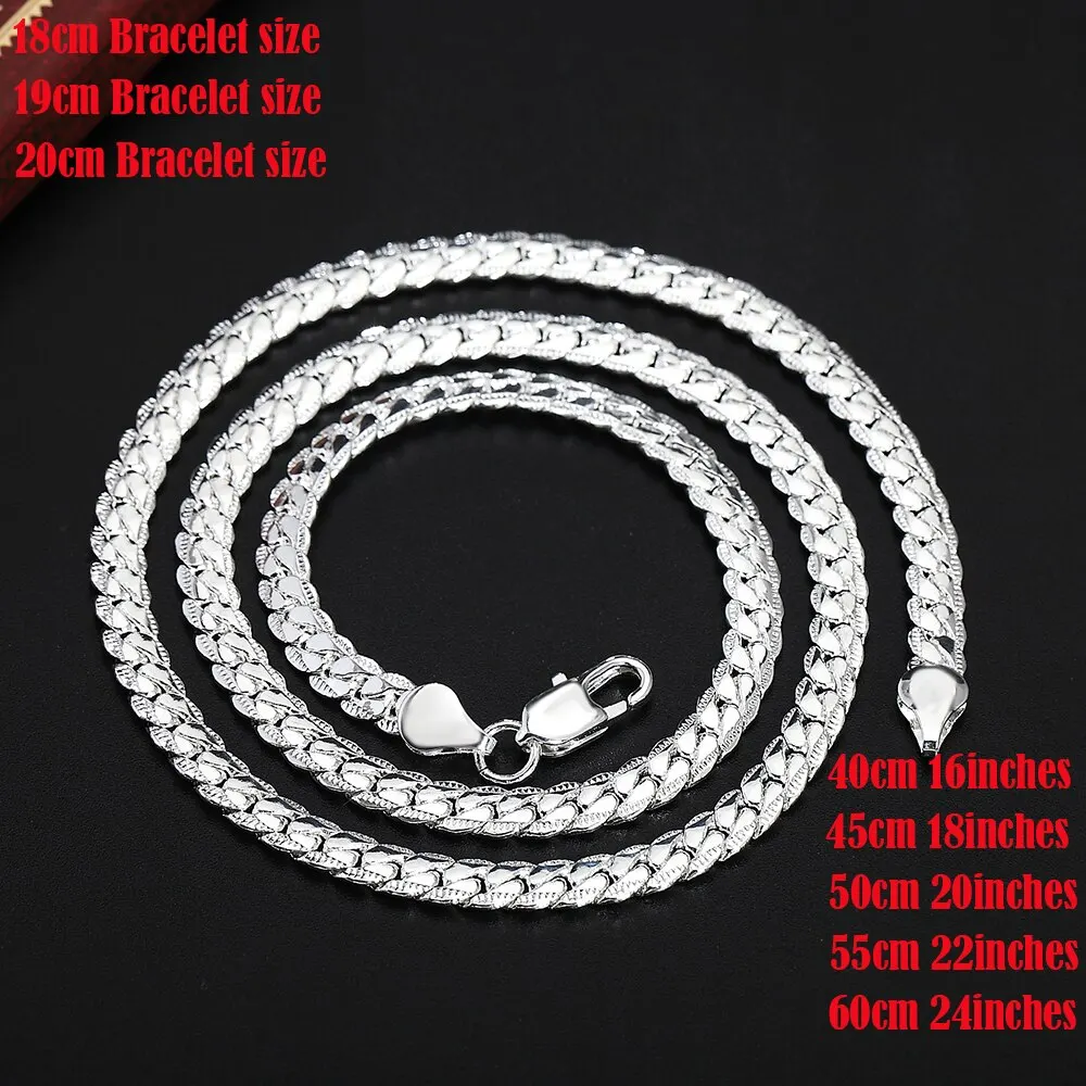 20-60cm Silver Color Luxury Brand Design Noble 6mm Necklace Chain For Woman Men Fashion Wedding Engagement Jewelry - Image 5