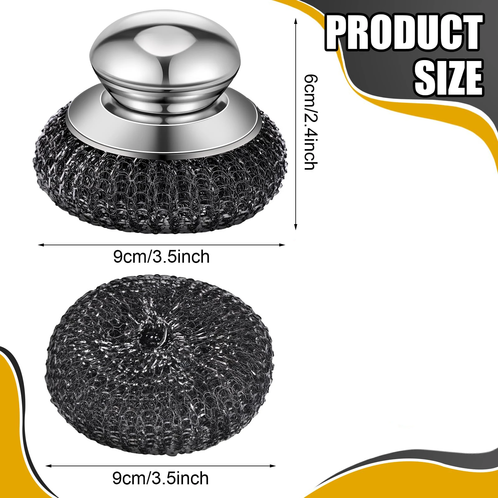 1-10PCS Stainless Steel Pot Brush with Handle Heavy Duty Dishwashing Wire Ball Metal Scrubber for Home Kitchen Cleaning Tool - Image 6