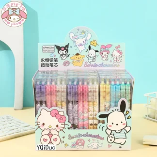 Sanrio 12pcs Mechanical Pencil Kawaii Hello Kitty Pochacco Melody Pencil-free Hb Primary School Stationery Office Supplies