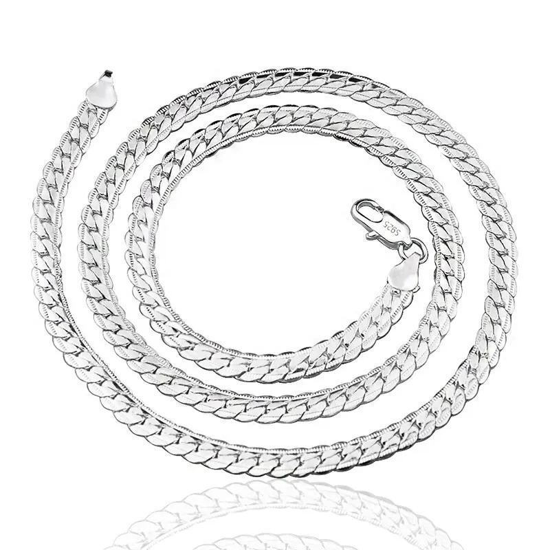 20-60cm Silver Color Luxury Brand Design Noble 6mm Necklace Chain For Woman Men Fashion Wedding Engagement Jewelry - Image 6
