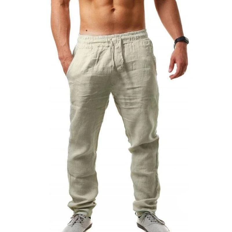 Men's Cotton Linen Pants Loose Cool Casual Long Pants Elastic Waist Long Pant Casual Large Size Streetwear Lightweight Trousers - Image 6