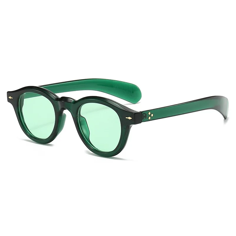 Fashion Small Round Sunglasses Women Retro Clear Ocean Lens Shades UV400 Men Rivets Punk Sun Glasses - Image 3