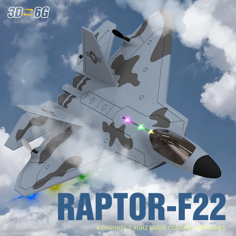 2024 New F22S 2.4G 4CH 3D6G RC Airplane Raptor F22 Warplane WLtoys A180 Upgrade Version LED Light With Gyroscope Out Door Toys - Image 2