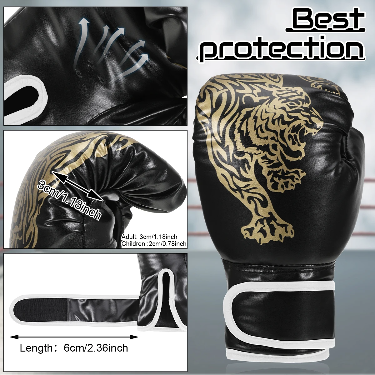 Adults Boxing Gloves Breathable PU Leather Fighting Gloves Kids Boxing Training Kickboxing Gloves for Gym Indoor Outdoor Sport - Image 10