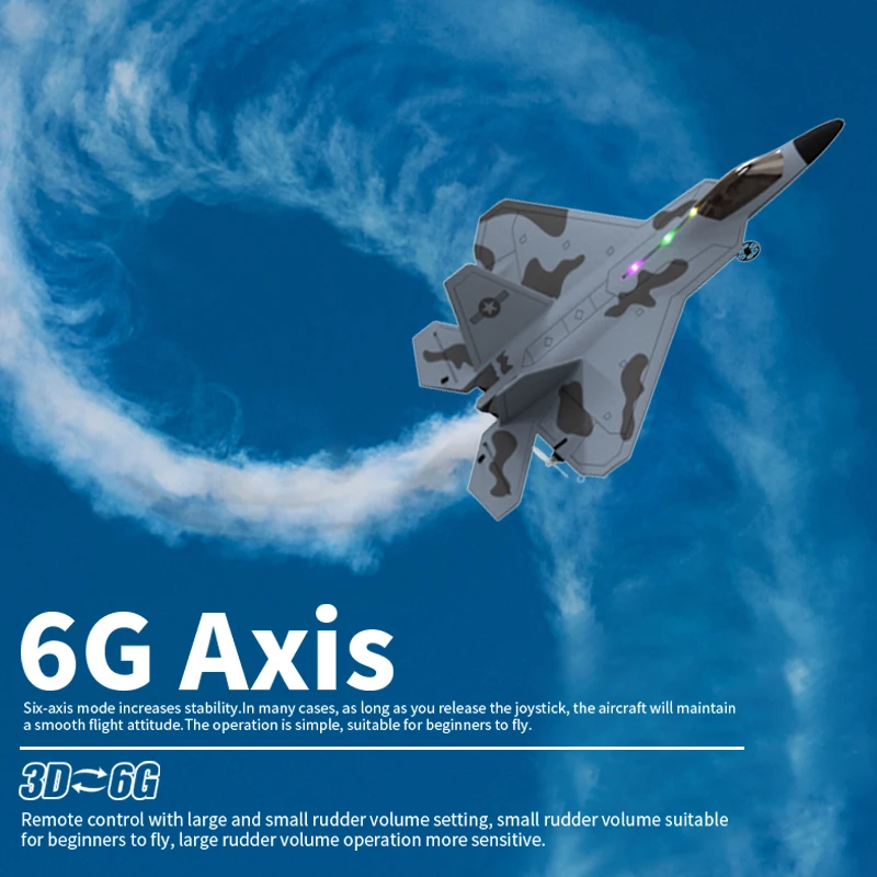 2024 New F22S 2.4G 4CH 3D6G RC Airplane Raptor F22 Warplane WLtoys A180 Upgrade Version LED Light With Gyroscope Out Door Toys - Image 3