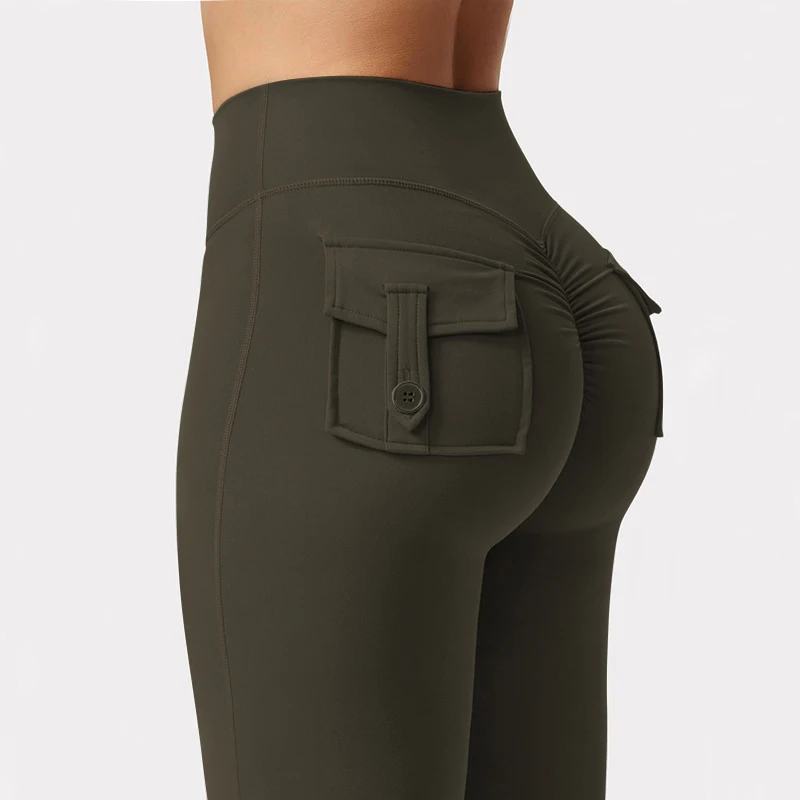 Newest Women Wide Leg High Stretch Yoga Leggings Naked Feeling Compression Fitness Workwear with pockets Yoga Pant - Image 6