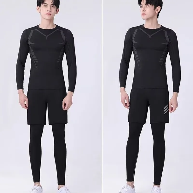 Men's T-shirt Men Running Sport T Shirt Men Compression Fitness Tops Tee Quick DryTight Training Gym Sport Running Shirts Jersey - Image 2