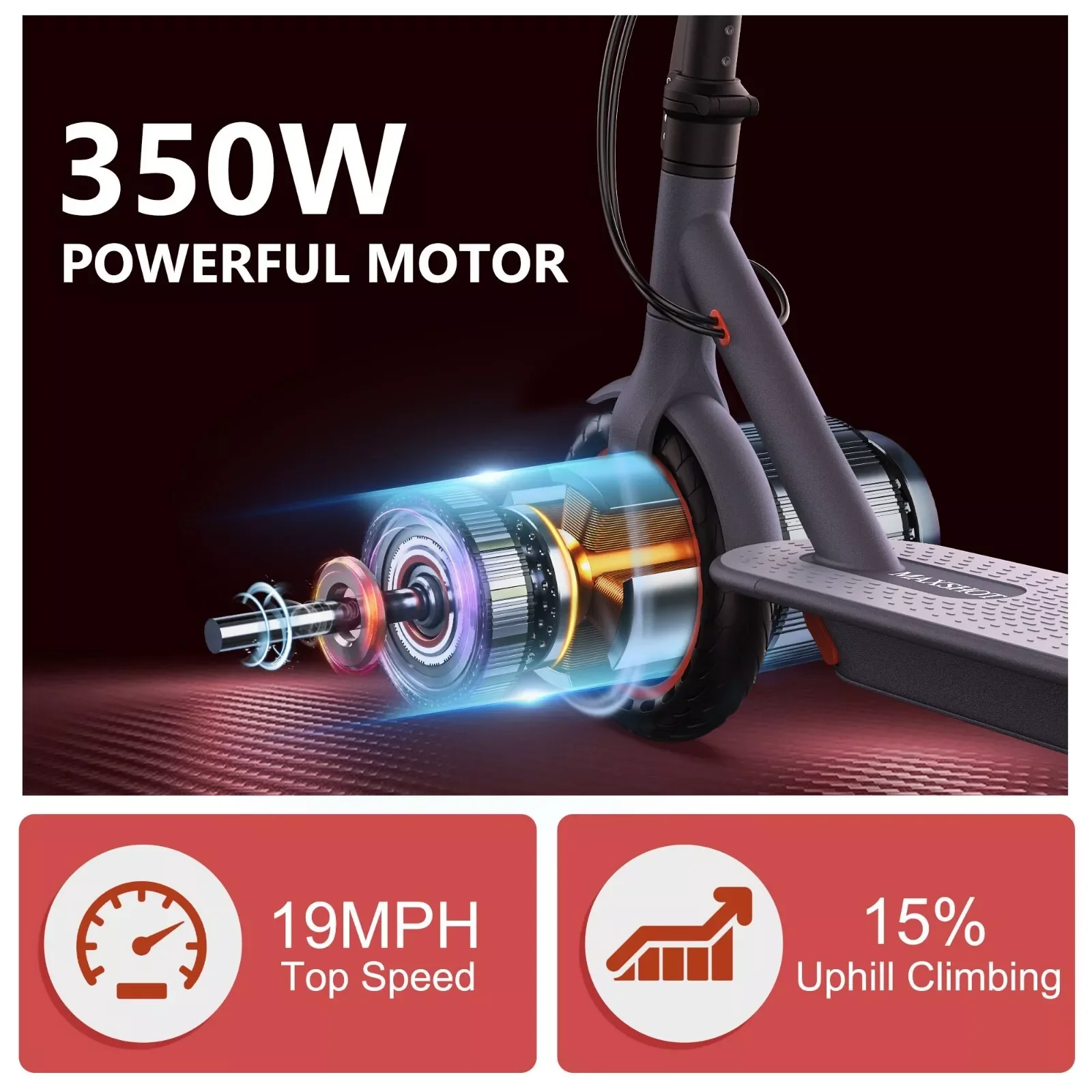 LADPED Electric Scooter 350W 19mph APP Smart Scooter Shock-absorbing Anti-skid 8.5 Inches Folding waterproof Electric Scooter - Image 2