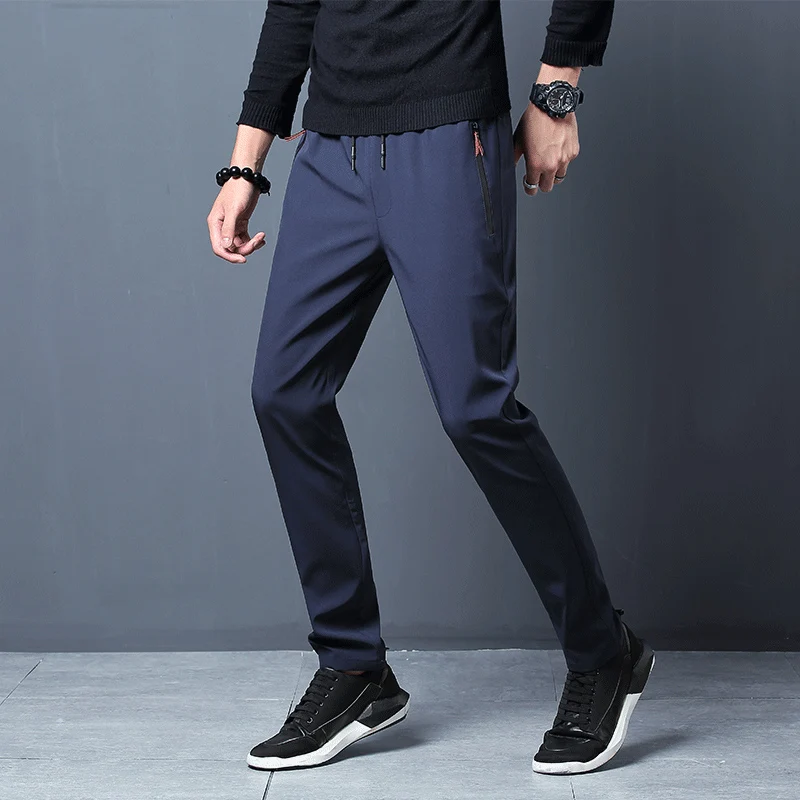 Summer men's ice silk quick drying casual pants slim fit Korean version ice silk pants sports pants straight tube quick drying p - Image 7