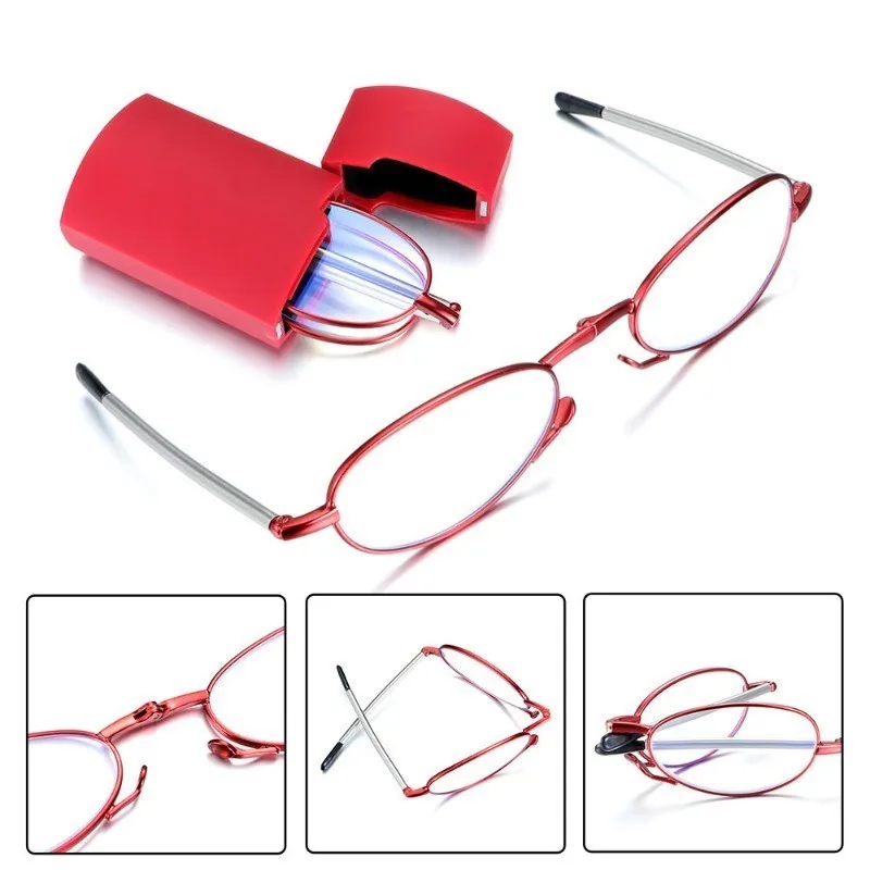 Gift Case Foldable Reading Glasses +1.00 to +4.00 Strength Men Women Anti Blue Light Farsightedness Eyewear - Image 6