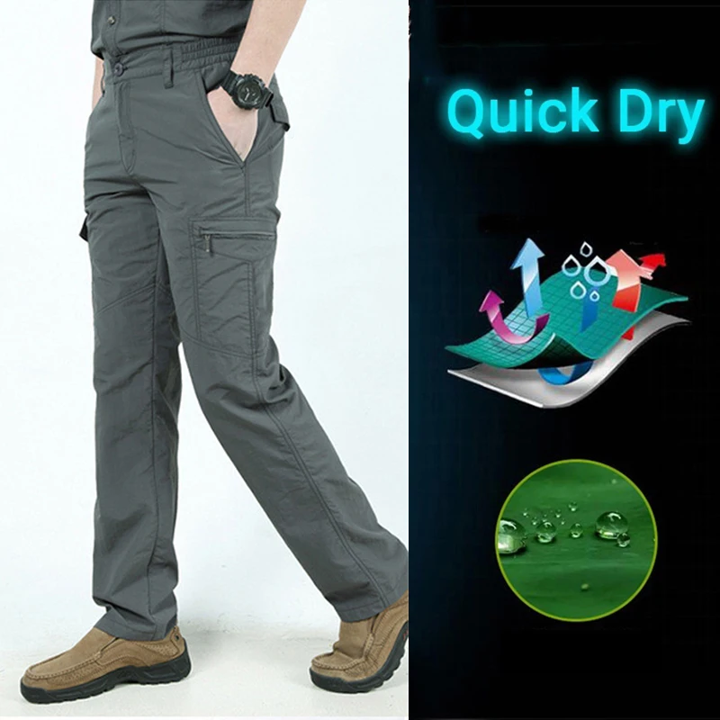 2025 Summer Tactical Pants Mens Quick Dry Thin Trousers Lightweight Casual Waterproof Pants Outdoor Workout Breathable Long Pant - Image 2