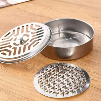1PC Stainless Steel Mosquito Incense Box with Cover, Mosquito Incense Plate, Nail Teeth, Mosquito Incense Tray, Safety, Fire Pro