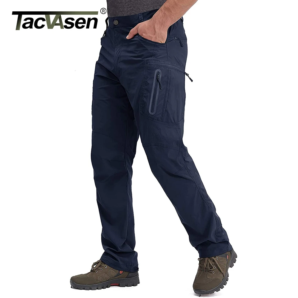 TACVASEN Men's Summer Lightweight Trousers Fishing Pants Outdoor Hiking Nylon Quick Dry Pockets Cargo Pants Casual Work Trousers - Image 3