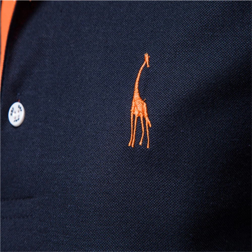 Dropshipping Polo Giraffe Shirt Men Quality Embroidery Summer Short Sleeve Polo Casual Business Social Mens Polos BR Size - Image 3