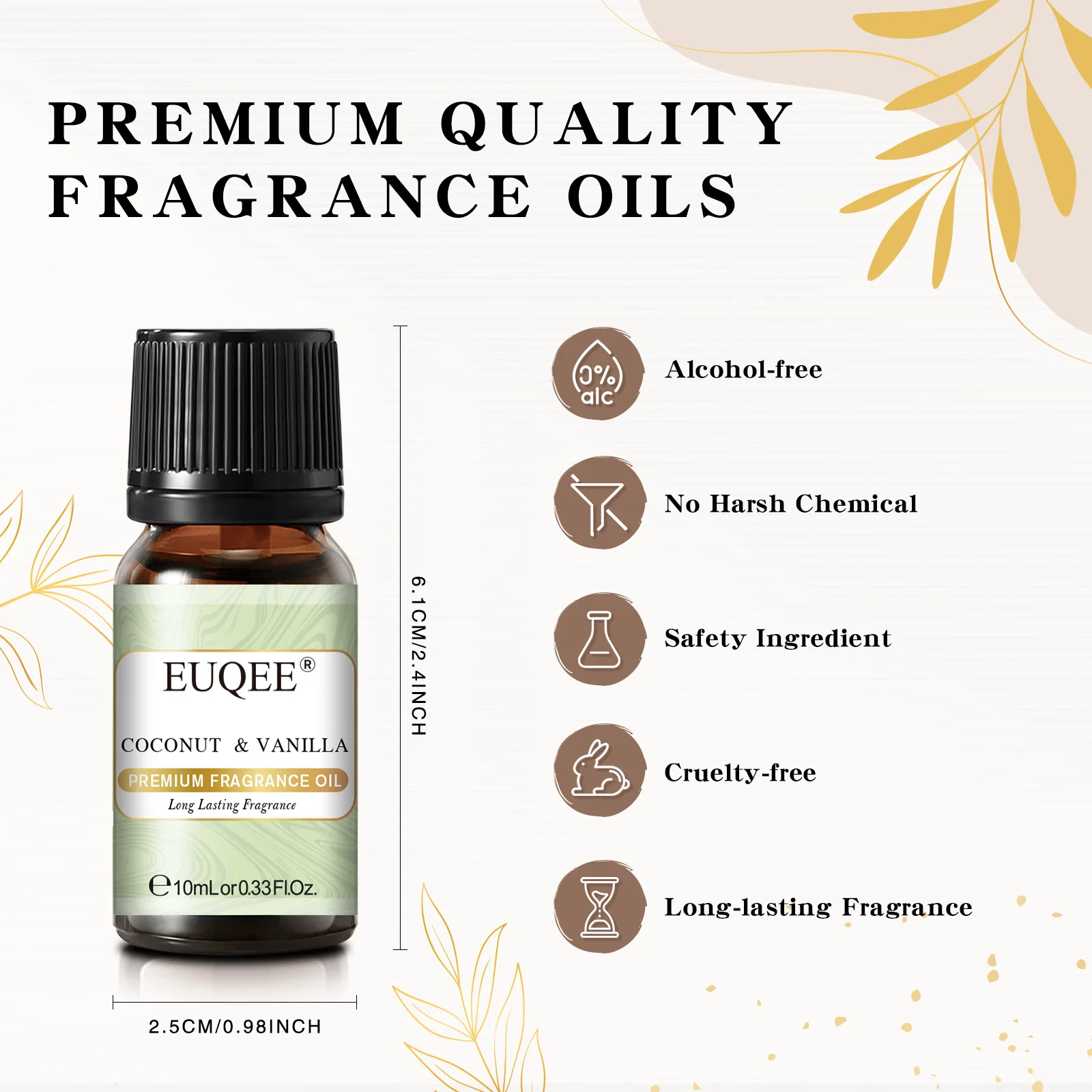 EUQEE 10ML Coconut & Vanilla Bubble Gum Fragrance Oil Coffee Pumpkin Pie Cedarwood Premium Aroma Oils For Making Candle,DIY Soap - Image 3