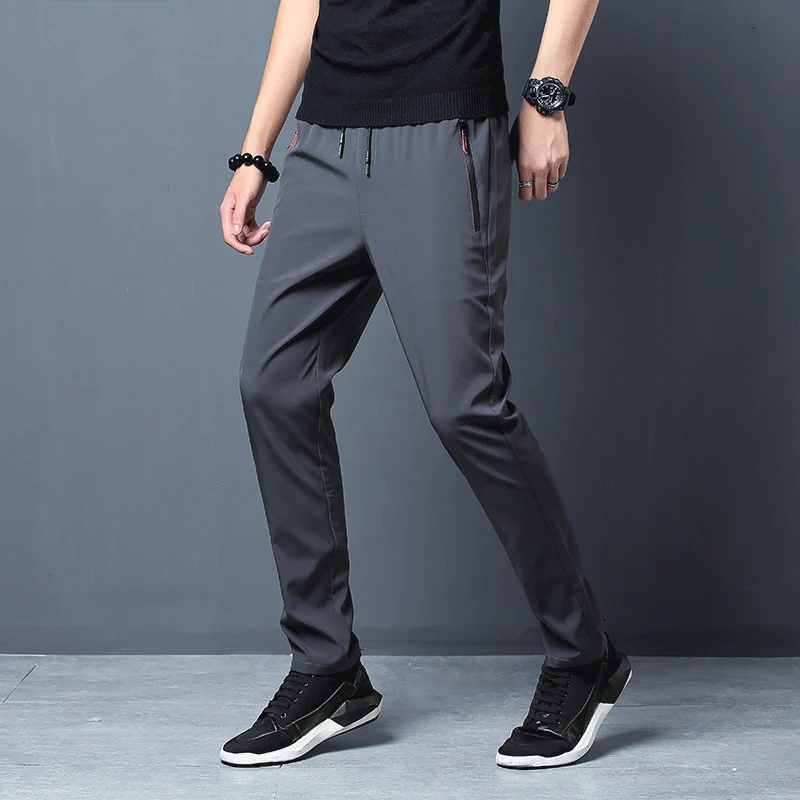 Summer men's ice silk quick drying casual pants slim fit Korean version ice silk pants sports pants straight tube quick drying p - Image 8