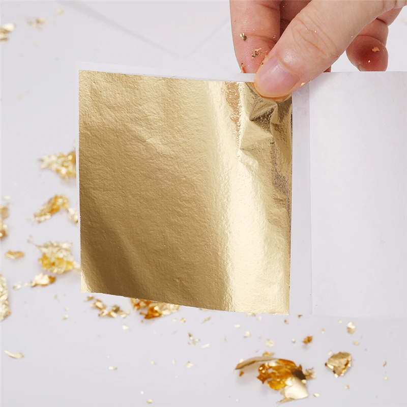 Aomily 9x9cm 100 Sheets Practical K Pure Shiny Gold Leaf for Gilding Funiture Lines Wall Crafts Handicrafts Gilding Decoration - Image 6