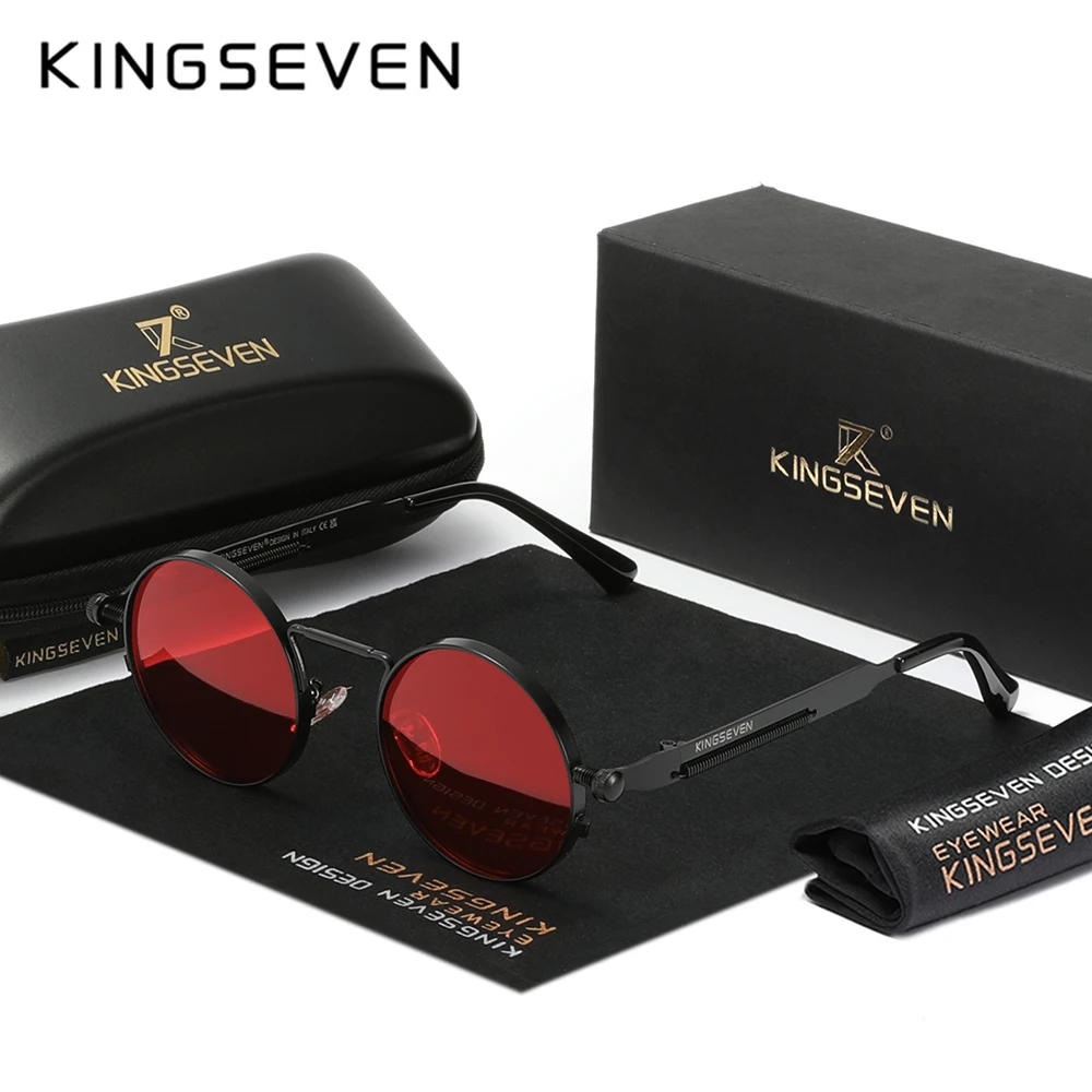KINGSEVEN Round Sunglasses for Men Polarized Steampunk Sun Glasses For Women Vintage Style UV400 Eyewear Accessory Oculos - Image 3